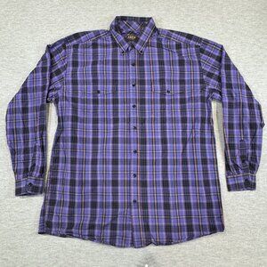 Roper Wear The West Button Up Shirt Long Sleeve Mens Size XLT Purple Black Plaid